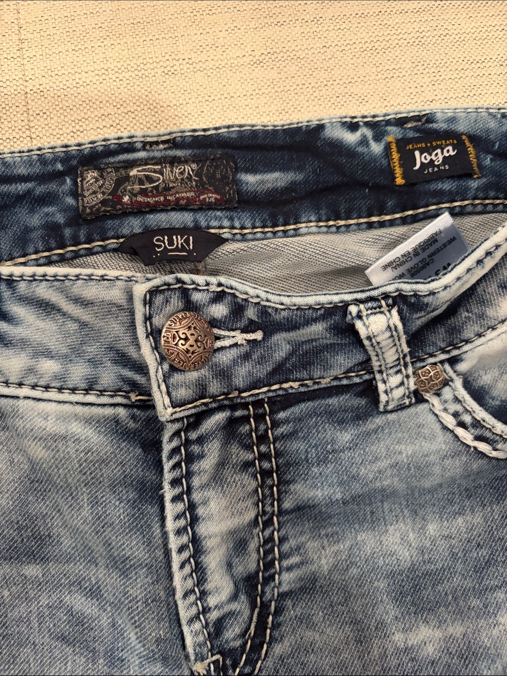 Silver Jeans Light Blue Acid Wash Skinny Jeans